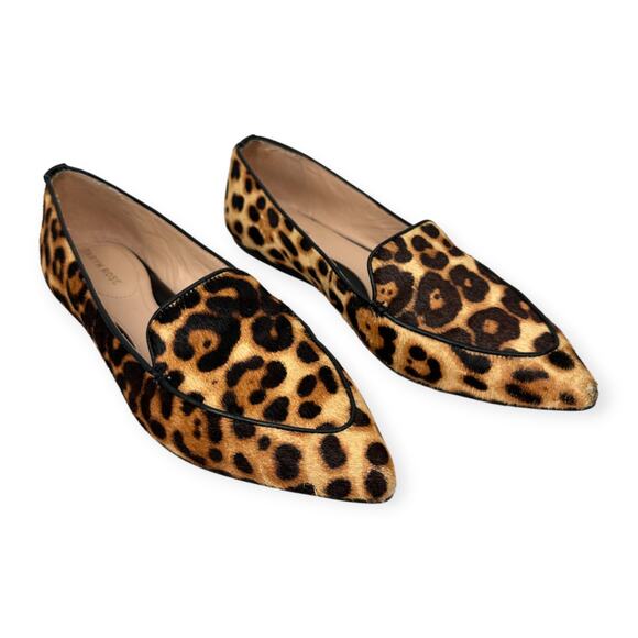 Taryn Rose | 9B | Faye Leopard Print Calf Hair Pointed Toe Slip On Loafer Flats - Picture 1 of 9